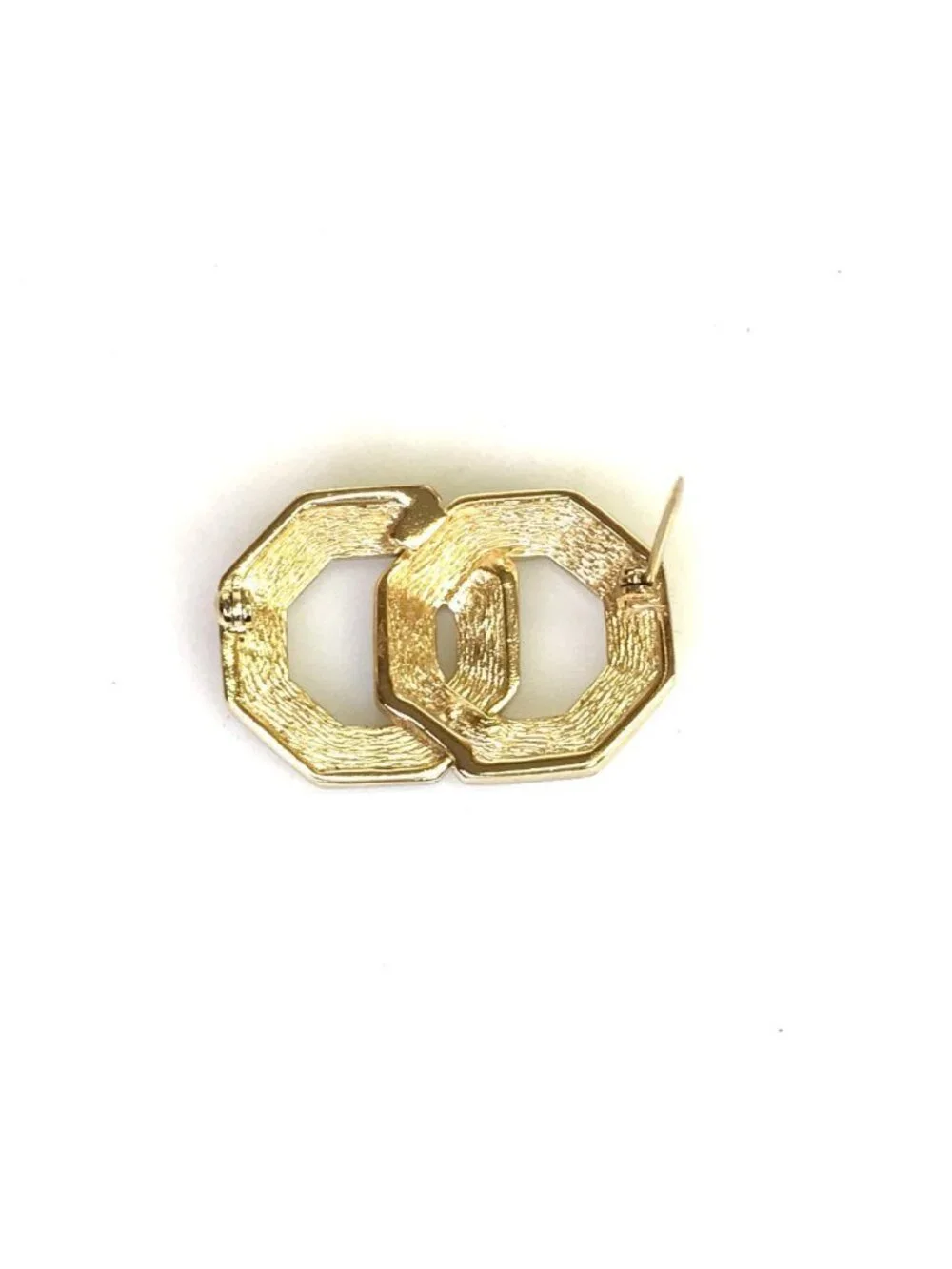 Dior Brooch Gold Interlocking Rhinestone